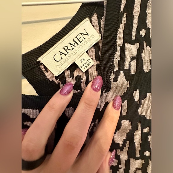 Carmen Marc Valvo Black and White Bodycon Mini Dress XS - Picture 3 of 5